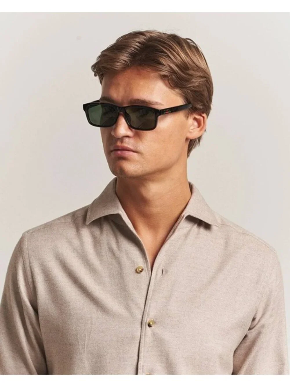 Gucci GG1986SA 003 Sunglasses Green Rectangle Frame, Brown Lenses